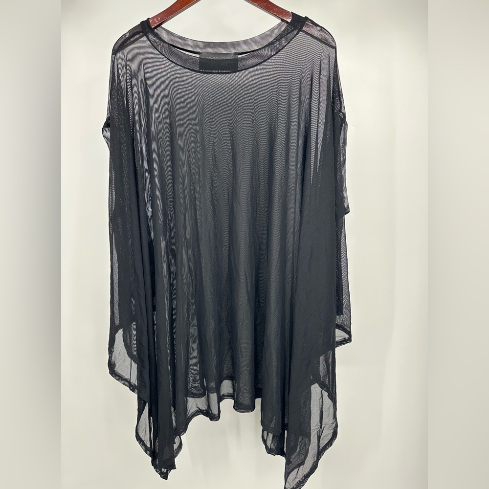 Fox Blood Black Sheer Poncho Top